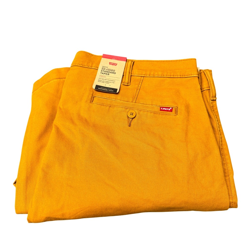 Levi's XX Chino Pants Mens 42x34 Standard Taper Mustard Yellow Stretch NEW